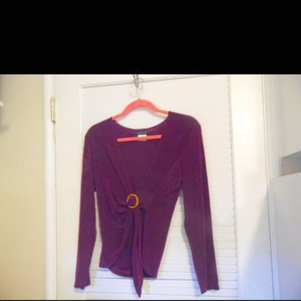 Citiknits Burgundy Foldover Tunic Size Medium